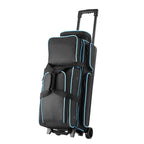 SucceBuy Bowling Ball Bag 3 Ball Double Roller Bowling Bag Featuring a Separate Compartment for Shoes Retractable Handle Extends