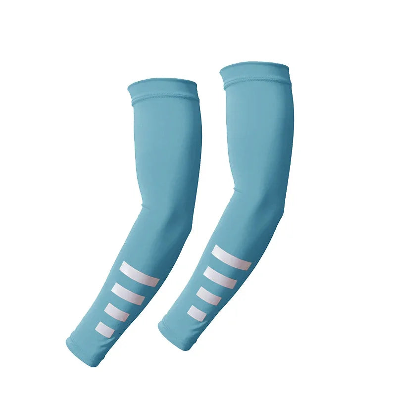 2PCS Summer Sun UV Protection Women Arm Sleeves Reflective Night Cycling Running Arm Warmers Cover Men Sports Armguards Cuff