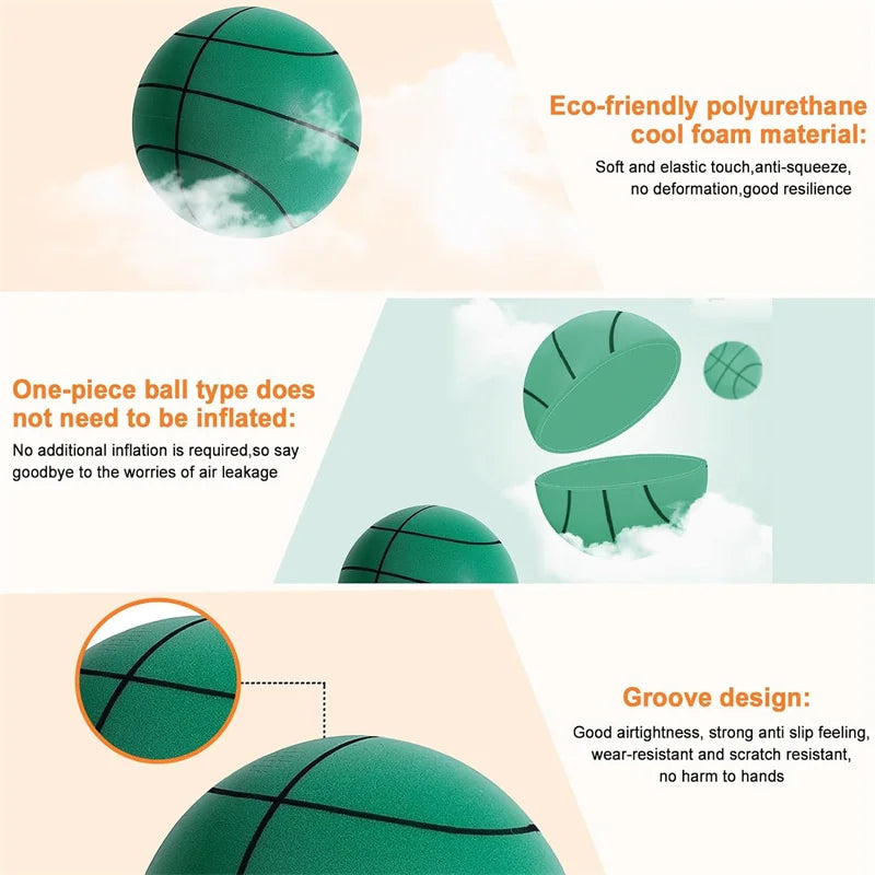 Indoor Silent Basketball and Basket 18/21/24 cm Bouncing Mute Ball Sports and Entertainment Toy Foam Ball No Noise Fast Shipping