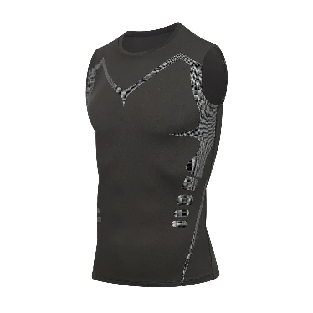 Compression Tank Top Mens Gym Shirt Sleeveless Quick Dry Printing Sportswear Men Fitness Bodybuilding Vest Workout Muscle Top ﻿