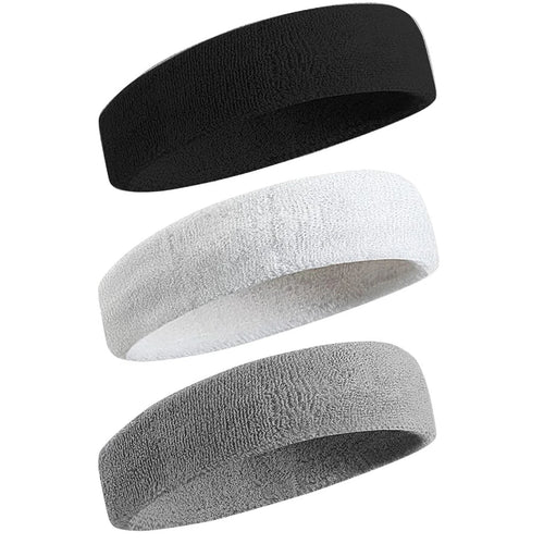 3pcs Sweatproof Sports Headbands Moisture-Wicking Sweatband Unisex for Tennis Basketball Running Gym Workout
