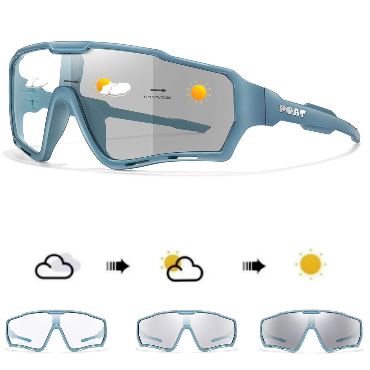 POAT Brand New Style Photochromic Sunglasses Sports Men Women MTB Bike Bicycle Eyewear Cycling Fishing Running Glasses