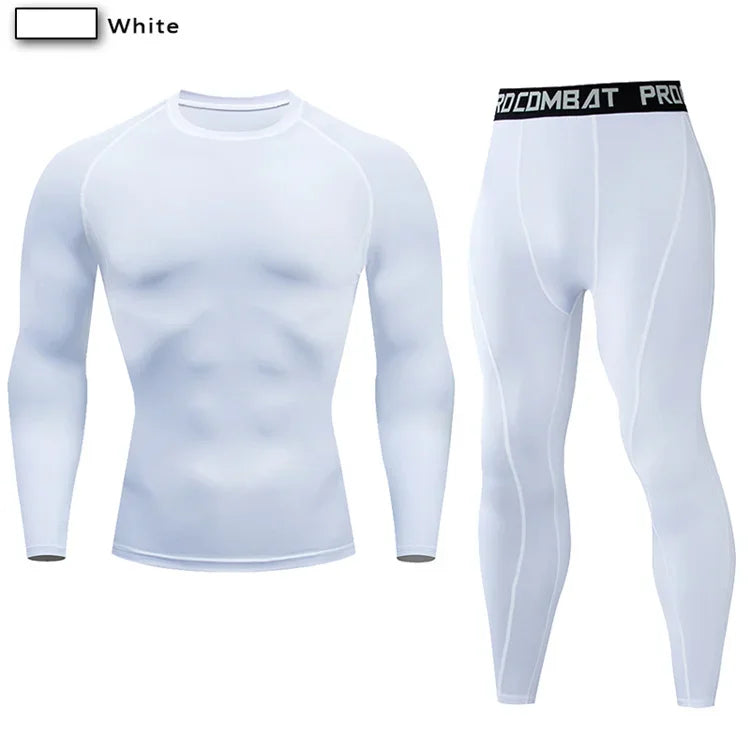 2pcs Men's Compression Sportswear Suit Elastic Training Yoga Sets Workout Jogging Fitness Clothing Tracksuit Pants Sporting