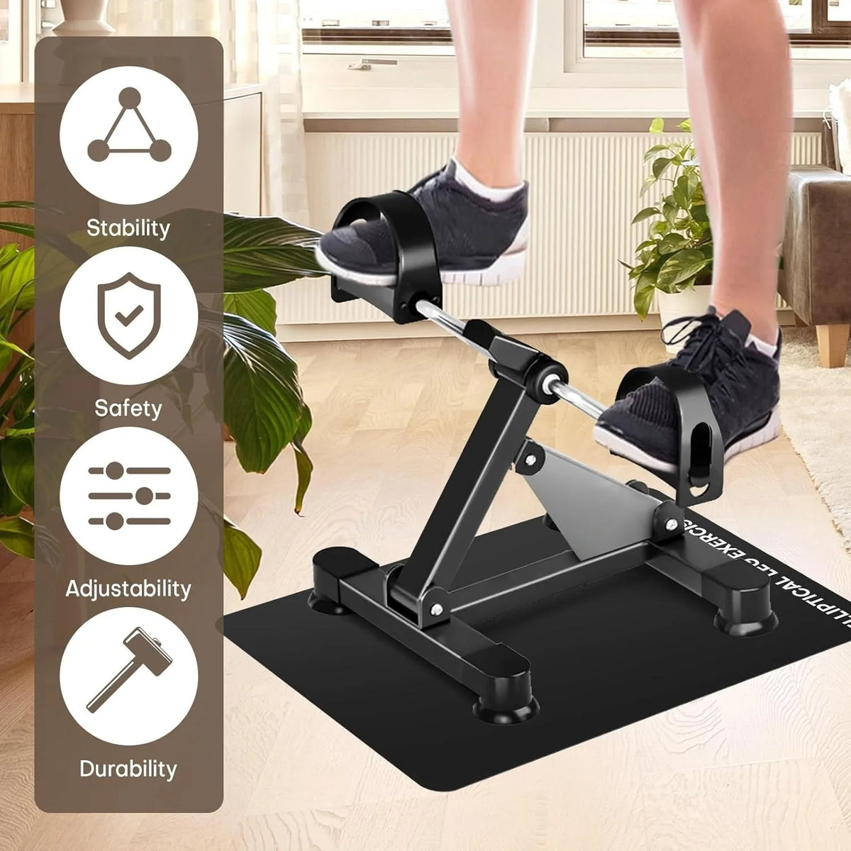Non-Slip Noise Cancelling Exercise Mat Heavy Duty Floor Protector for Treadmill Bike & Gym Equipment