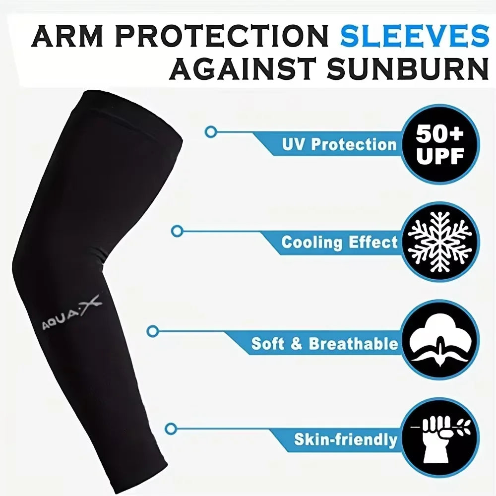 Ice Silk Sports Arm Sleeves for Outdoor Cycling Running Fitness UV Protection Breathable Sunshade Cooling Summer Arm Covers