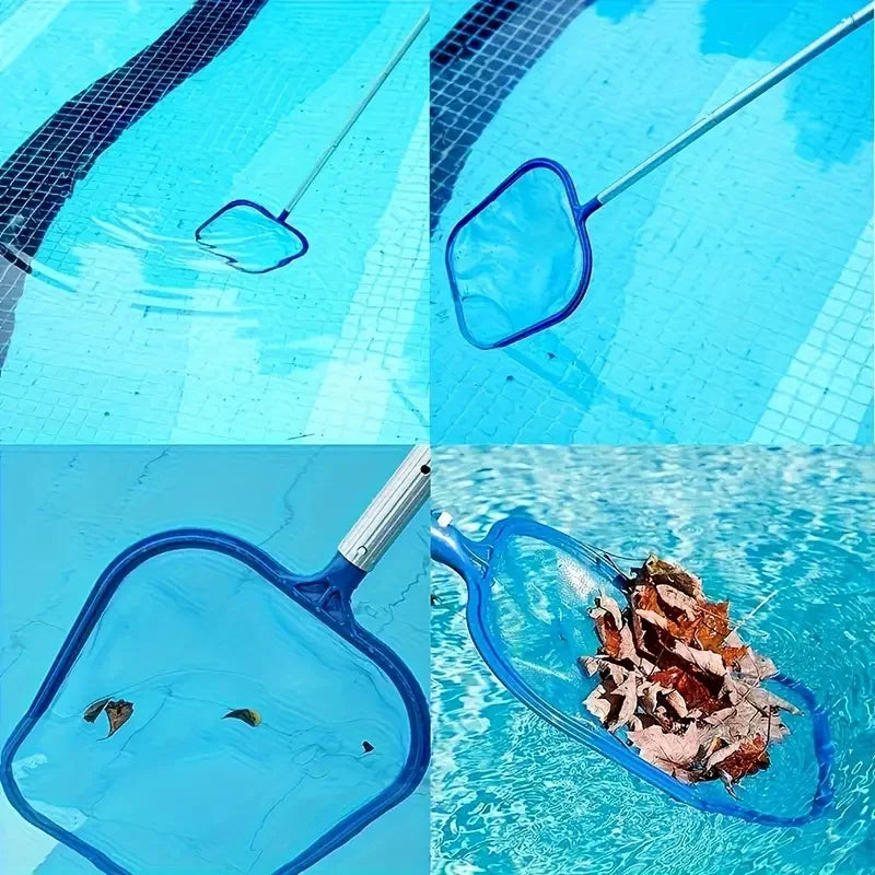 Pool Cleaning Kit ,5-Section Aluminum Pole with Leaf Skimmer & Pool Brush,Perfect for Above Ground Pools, Spas, Hot Tub