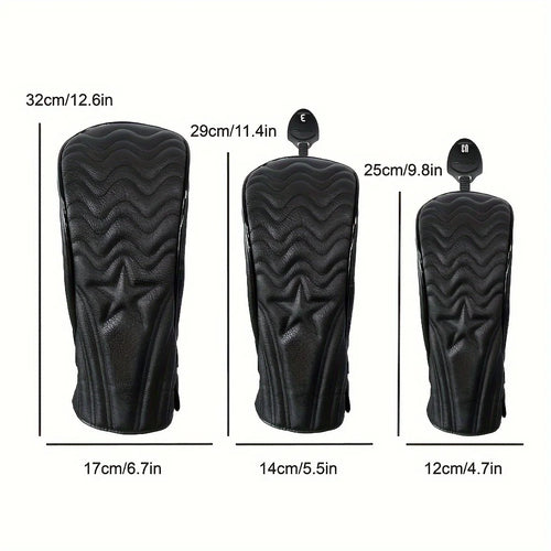 1pc/3pcs Golf Head Covers for Driver & Woods - Head cover, Designed to Fit All Woods and Drivers (Grain star style）