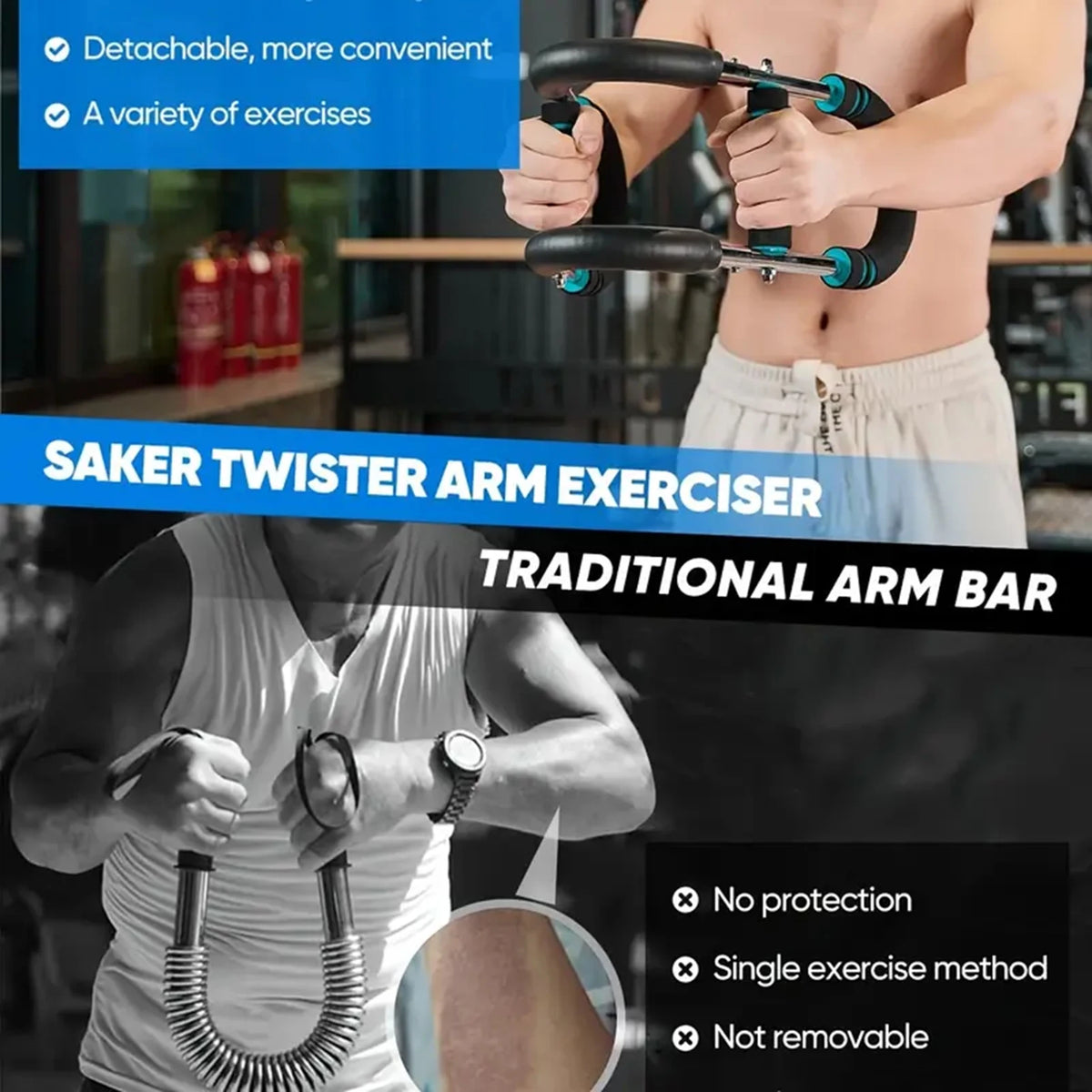 📦 US Warehouse Quick Ship 40KG U Shape Hand Gripper, Power Twister Bar, Adjustable Stainless Steel Arm Trainer Home Workout