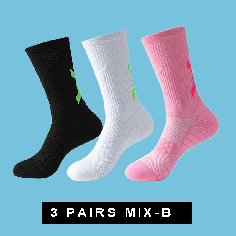 1/3 Pairs Professional Men's Basketball Socks with Thick Towel Bottom Breathable Sports Socks Men's Long Badminton Socks