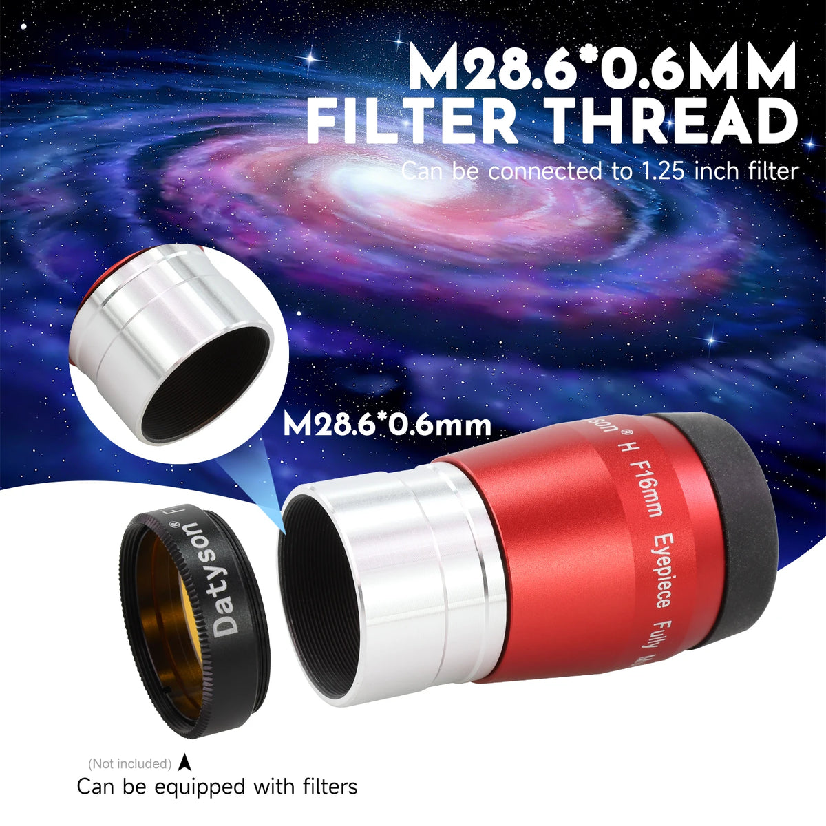 Datyson 1.25' Telescope Eyepiece 4mm 10mm 16mm 20mm Optional- FMC Coated Huygens Eyepieces for Planetary & Deep Sky Observation