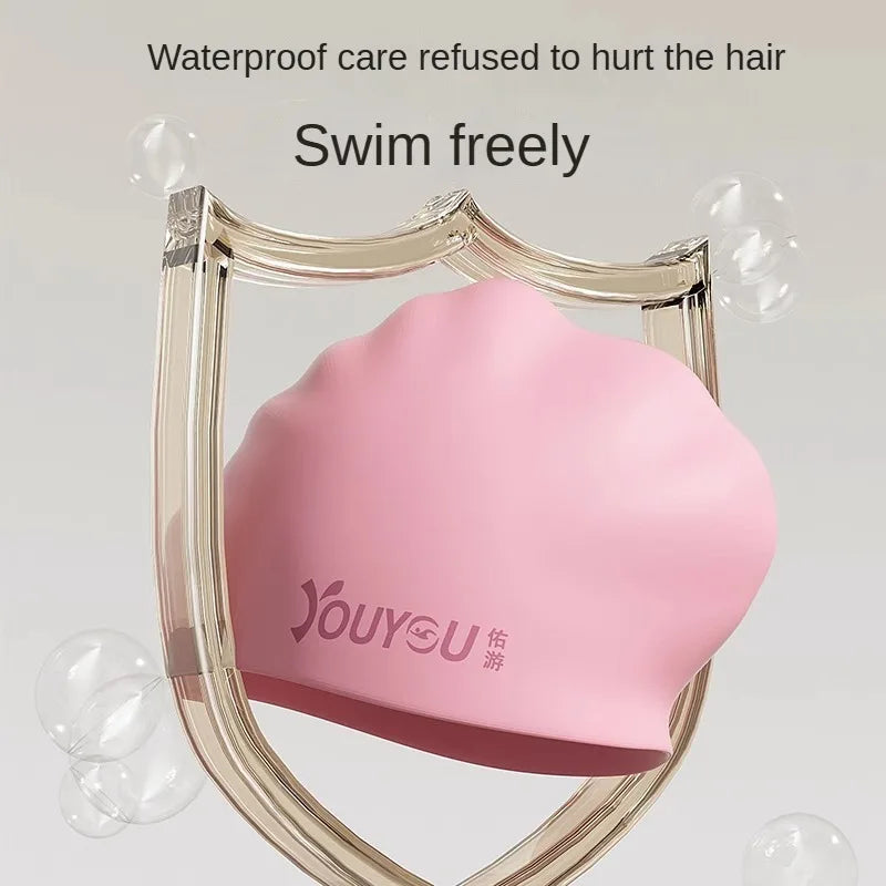 Swimming Cap Silicone High Quality Waterproof Swim Hat for  Adult Solid Color Ears Protection Swim Equipment High Elasticity Cap