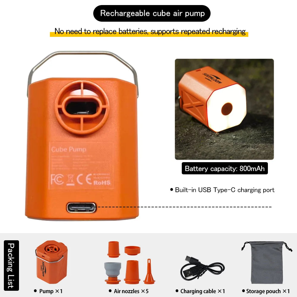 Soomloom Cube Air Pump -Portable Wireless Air Compressor Electric Inflator & Deflator Pump for Inflatable Cushions Swimming Ring