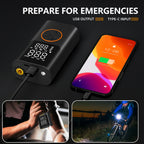 Portable Air Pump Set with Power Bank, 150PSI Tire Inflator Kit for Car SUV Motorcycle Bike, LED Light & Storage Bag for Camping