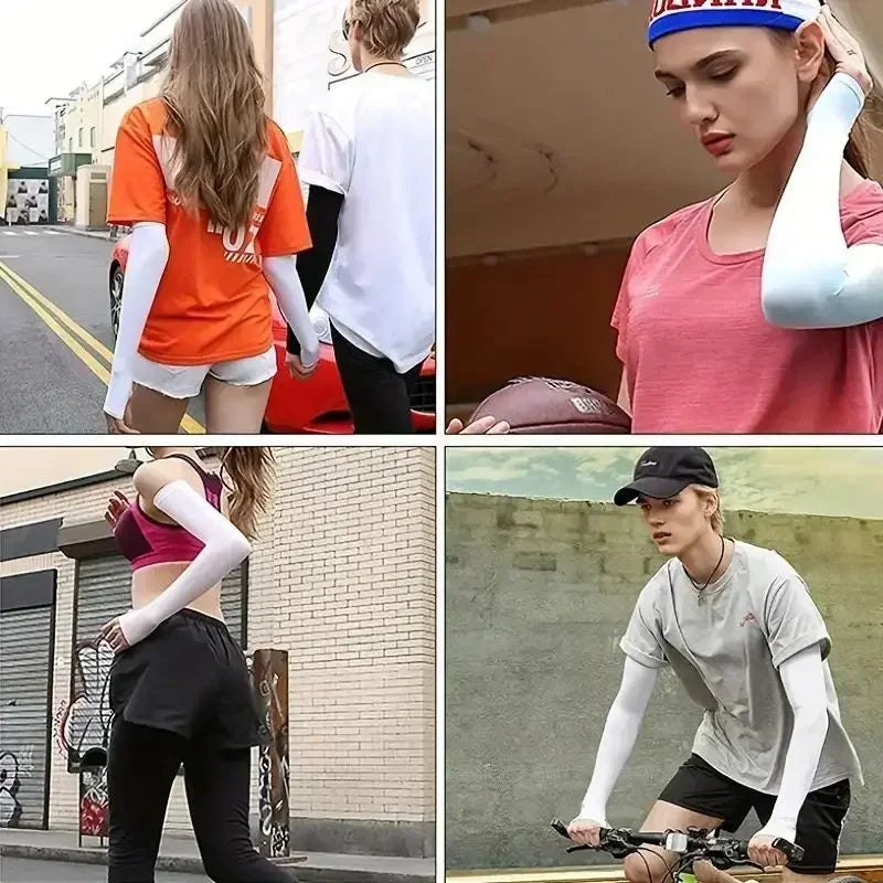 1 Pair Cooling Arm Covers for Men and Women Summer Sun Protection Sunshade Ice Silk Sleeves for Cycling Outdoor Sports Golf