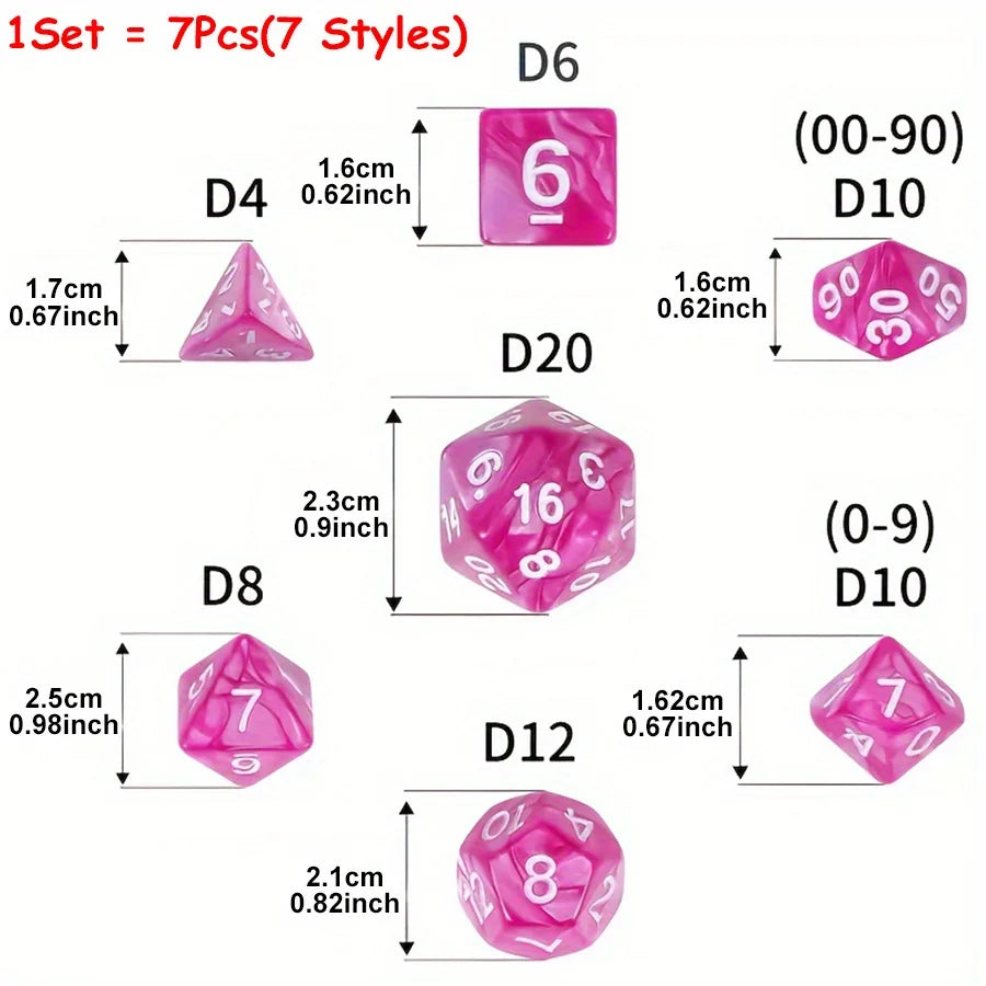 42pcs Polyhedral DND Dice Set with Black Drawstring Pouch - Color-Coded Faces, RPG & D&D Tabletop Game Accessories, ZSY