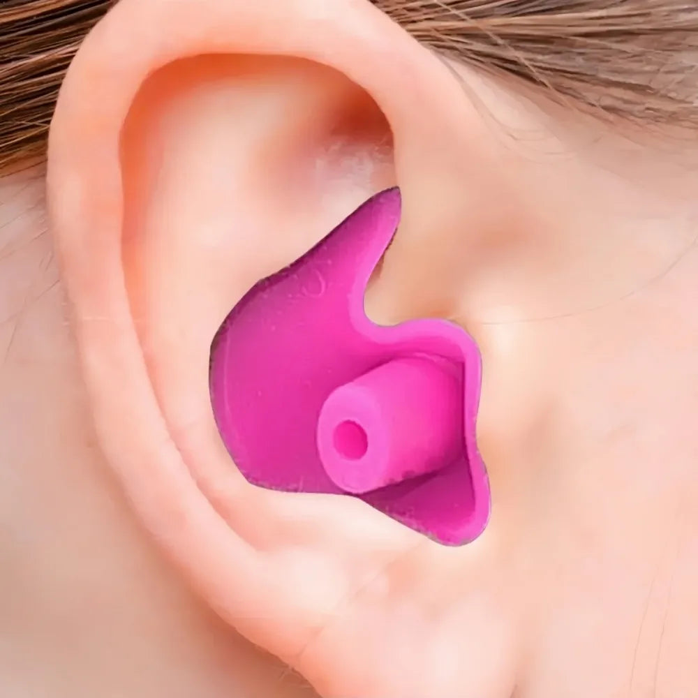 Portable Durable Silicone Swimming Waterproof Earplugs Soft and Noise Reducing Spiral Strap Collection Box Swimming Accessories