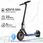 10‘’ Electric Scooter for Adults,500W Powerful Motor,22 Miles Long Range,Dual Braking System,22Mph Max Speed,Foldable E Scooter with Solid Tires,APP Control