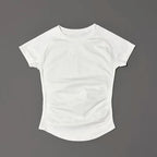 Sport Short Sleeve Top Women Running Sports T Shirt Summer Short Sleeve Round Neck Breathable Stretchy Gym Yoga Fitness Top