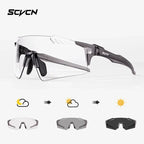 SCVCN UV400 Photochromic Cycling Glasss Sports Running Sunglasses Men Outdoor Drving Bicycle Goggles MTB Eyewear 1 Lens