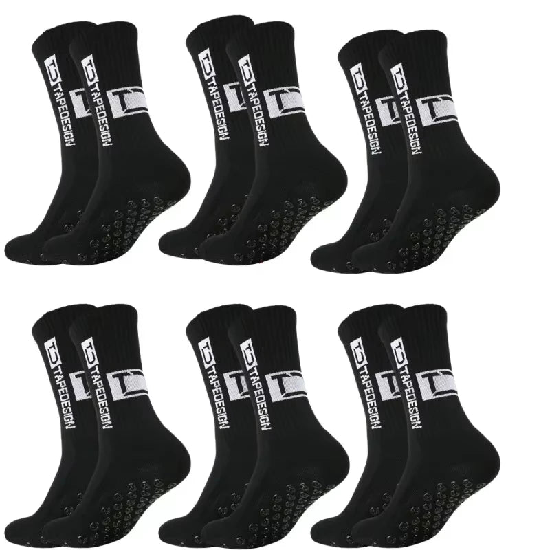 1/4/6 Pairs of Size 36-40 Children's and Women TC Mid Tube Glued Football Non Slip Socks for Sports Training and Competition