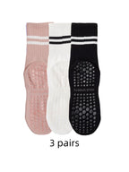 3 Pairs of Yoga Socks, Medium Length Socks, Pure Cotton Anti-Slip Silicone Indoor Fitness Pilates, Women's Sports Socks Wholesal