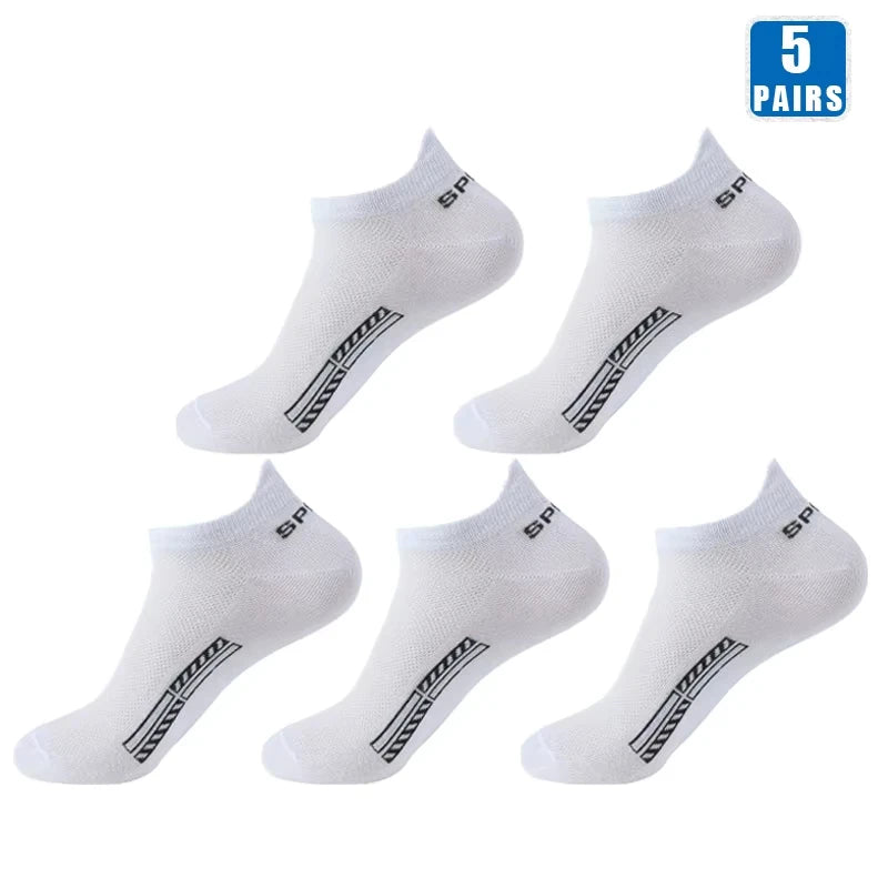 5Pairs High Quality Men Ankle Socks Breathable Cotton Sports Mesh Casual Athletic Summer Thin Cut Short Low-Cut Crew Soft Sock