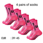 4 Pairs of New TC Mid Tube Glued Football Socks for Sports Training and Competition, Non Slip and Breathable Socks