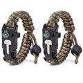 Outdoor Bracelets for Men and Women Adjustable Survival Paracord Bracelet with 11.8 Ft Nylon Cord, Flint Fire Starter, Camping