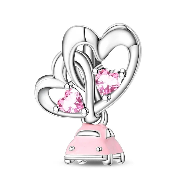 Fashion 100% 925 Silver Red Motorcycle Sports Car SUV Bus Charms Beads For Women Fit DIY Pan Bracelets Party Birthday Jewelry