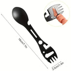 Multifunctional Outdoor Spoon Fork Tool 10 in 1 Survival Kit with Wrench Saw Edge Practical Fork Knife Spoon Bottle/Can Opener