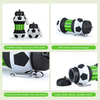 Silicone Collapsible Ball Water Bottle with Climbing Buckle, Drop and Leak Proof Outdoor Sports Mug, Black & White Soccer Style