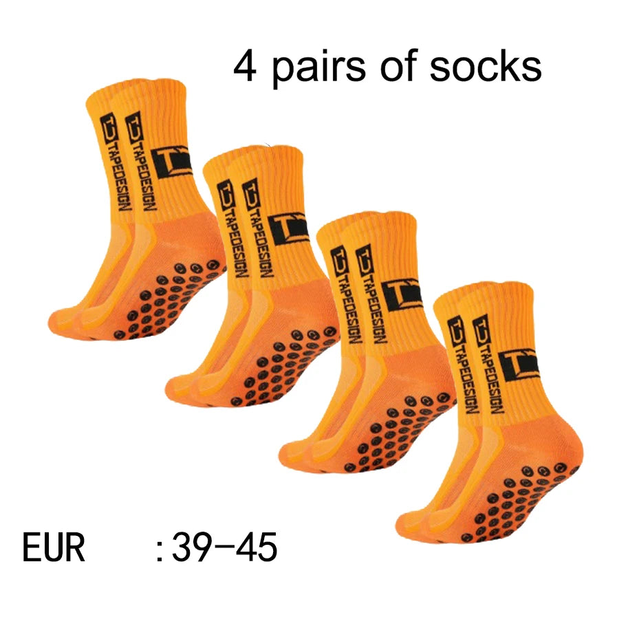 4 Pairs of New TC Mid Tube Glued Football Socks for Sports Training and Competition, Non Slip and Breathable Socks