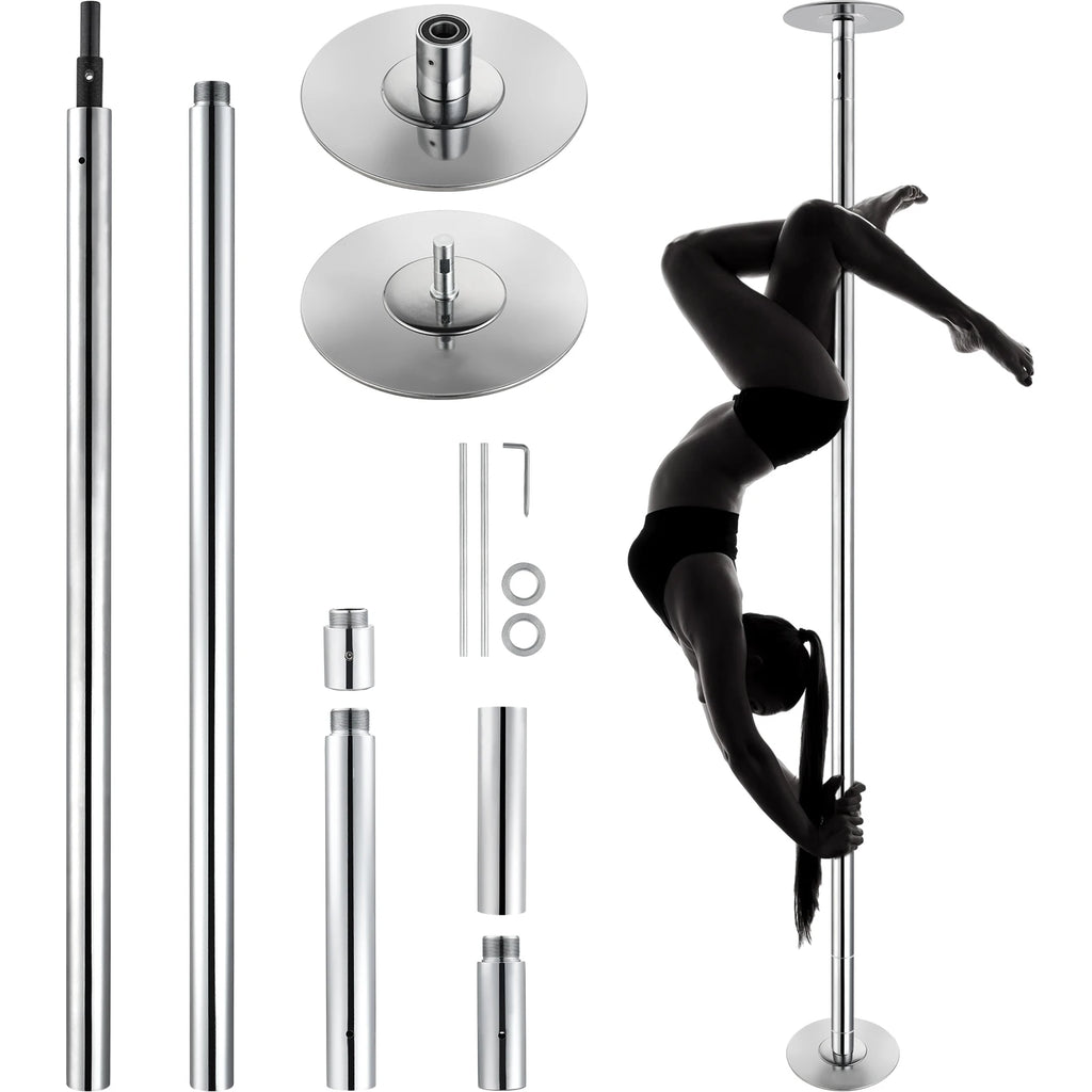 SucceBuy Professional Dancing Pole Spinning Static Dancing Pole Kit Portable Removable Pole 45mm Heavy-Duty Stainless Steel Pole