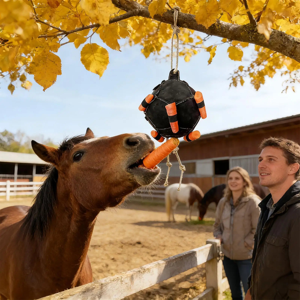 Horse Carrot Feeding Ball Horse Slow Feeder Ball Hangable Equine Feeding Toy For Training Farm Goat Stable Field Relief Boredom