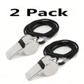2 Pack Stainless Steel Sports Whistles with Lanyard - Loud Crisp Sound for Coaches Referees And Officials
