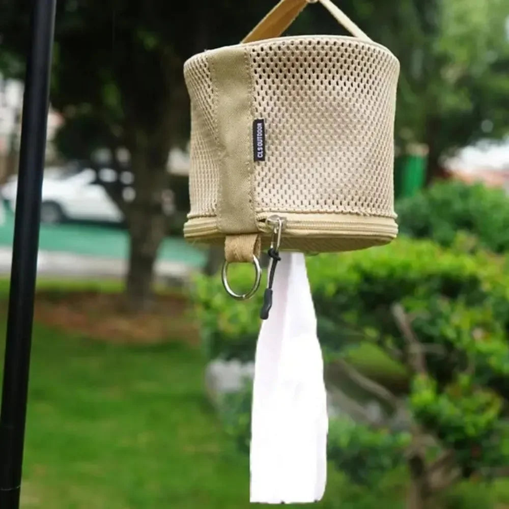 Outdoor Camping Tissue Case Roll Paper Storage Bag With Hook Portable Tent Hanging Napkin Holder Camping Supplies