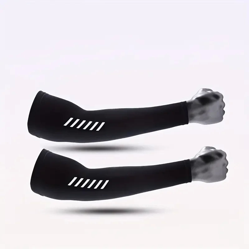 1 Pair Men's Lightweight Breathable Cooling Sports Sleeves Ice Silk Fabric Sweat-Absorbent for Cycling Fishing Running & Hiking
