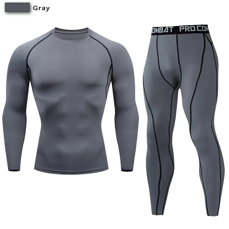 2pcs Men's Compression Sportswear Suit Elastic Training Yoga Sets Workout Jogging Fitness Clothing Tracksuit Pants Sporting