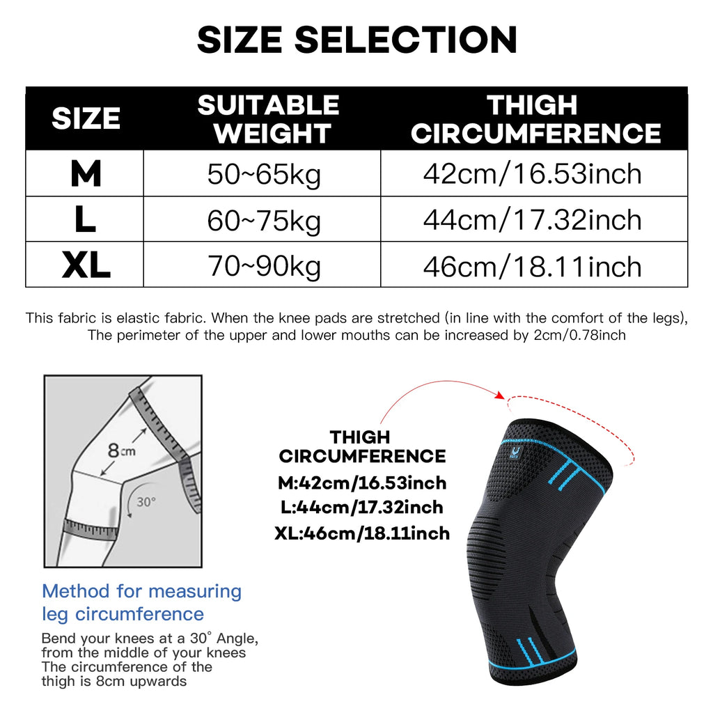 1 Pcs Compression Knee Support Sleeve Elastic Breathable Knee Pads Brace Springs Gym Sports Protector Basketball Volleyball Run