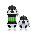 Silicone Collapsible Ball Water Bottle with Climbing Buckle, Drop and Leak Proof Outdoor Sports Mug, Black & White Soccer Style
