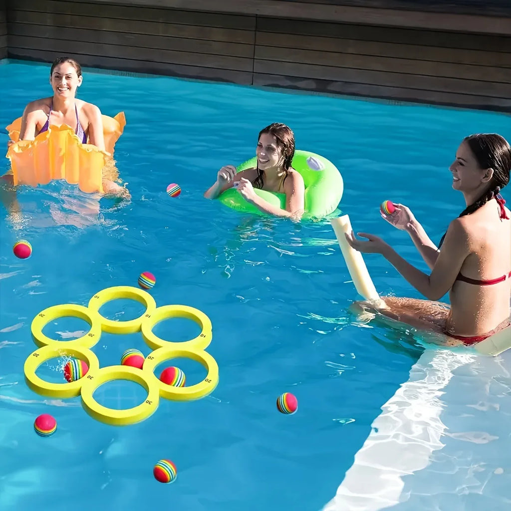 Swimming Pool Toss Game, Fun Splash Water Sports Floating Pool Toys, Durable EVA Material, Water Throwing Game Random Color Ball