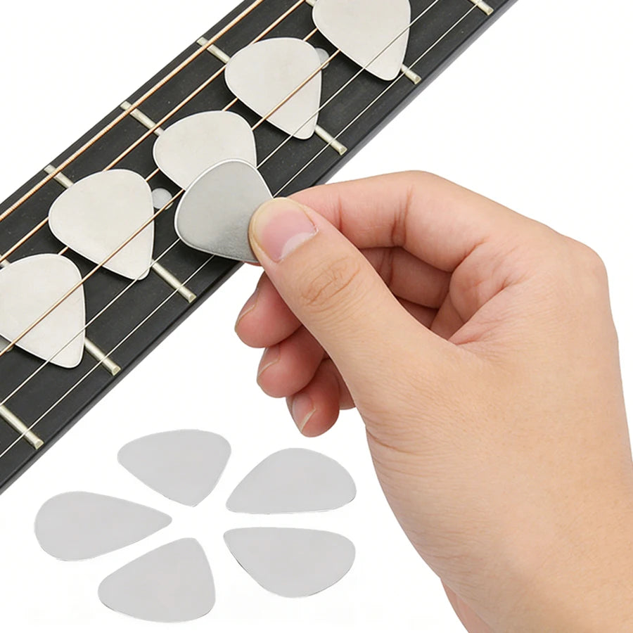 18pcs 0.3mm Precision Stainless Steel Guitar Picks Durable Metal Picks for Ukulele Bass Conventional String Instruments