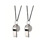 2 Pack Stainless Steel Sports Whistles with Lanyard - Loud Crisp Sound for Coaches Referees And Officials