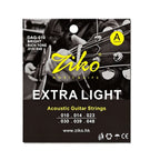 ZIKO 1Set DAG-010 Folk Guitar Strings – Brass,010-048, Extra Light Feel, Balanced Sound, Anti-Corrosion Pack, 880mm Length, 6pcs
