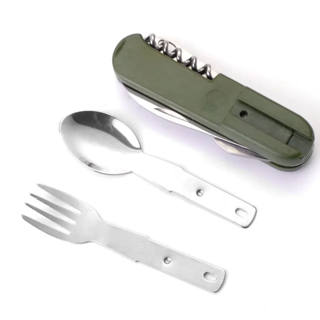 Portable multi-functional camping utensils, outdoor detachable forks, spoons, knives, folding tableware with storage bag