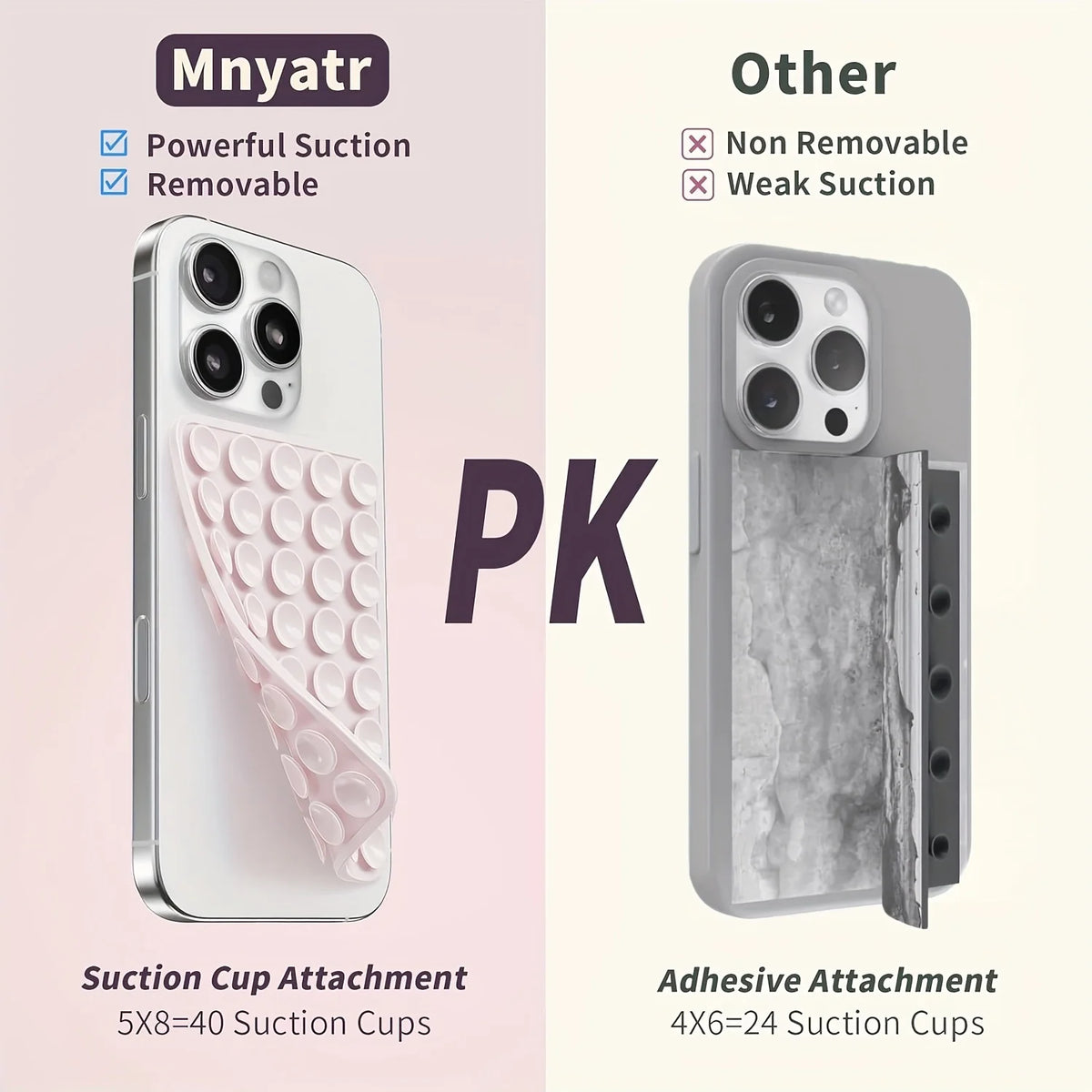 2pcs Double-Sided Silicone Suction Cup Phone Stand for Iphone  Android  Adjustable Angle for Makeup Fitness Yoga Binge-Watching