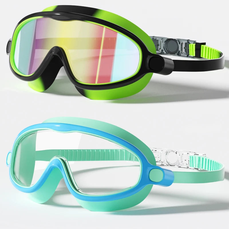 Swim Goggles, Waterproof Anti-Fog Anti-UV Wide View Swimming Goggles for Kids 3-14
