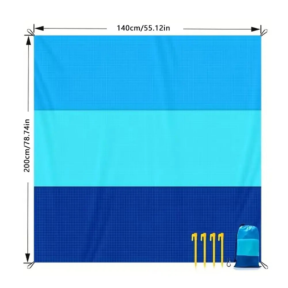 Extra Large Size Beach Blanket with Stakes & Bag Lightweight Waterproof Camping Mat Quick-Dry Picnic Blanket for Outdoor Travel