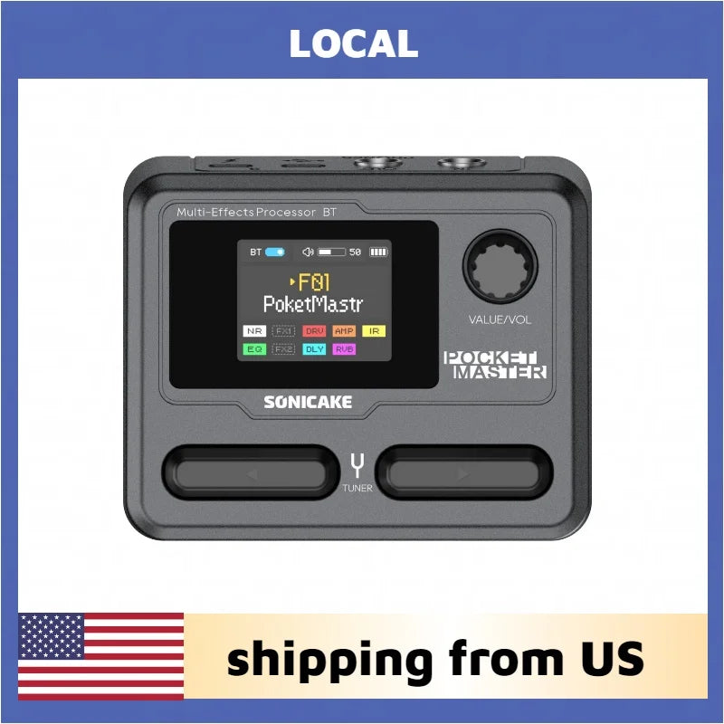 SONICAKE Local Pocket Master Compact Guitar Bass Amp 100+ Multi-Effects Pedal APP Control 1.77' LCD Color Screen QME-10