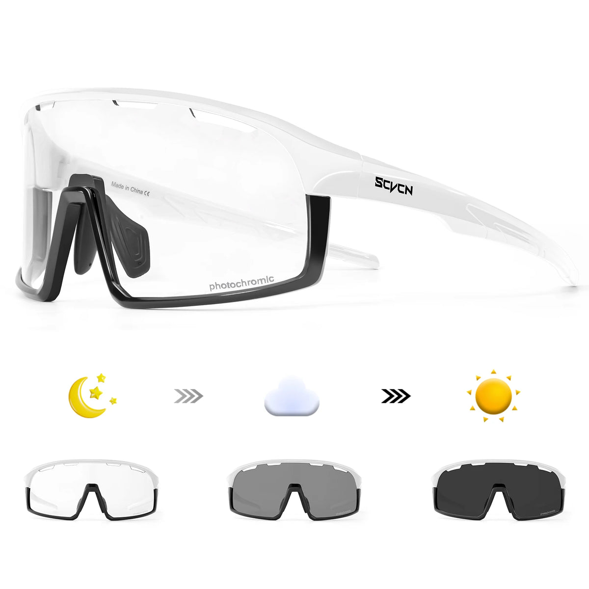 SCVCN Photochromic Cycling Glasses Cycling Sunglasses Bicycle Eyewear Sports MTB Outdoor UV400 Bike Goggles Sunglasses Eyepieces